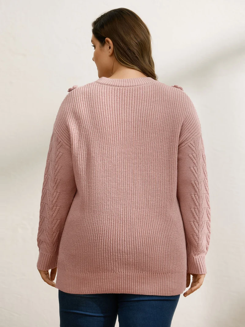 3D Floral Textured Pullover
