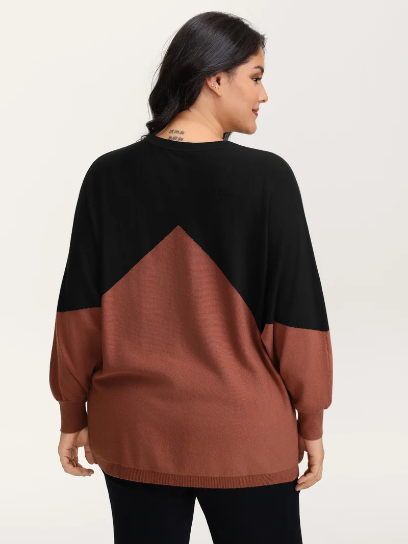 Color Contrast Dolman Sleeve Pullover