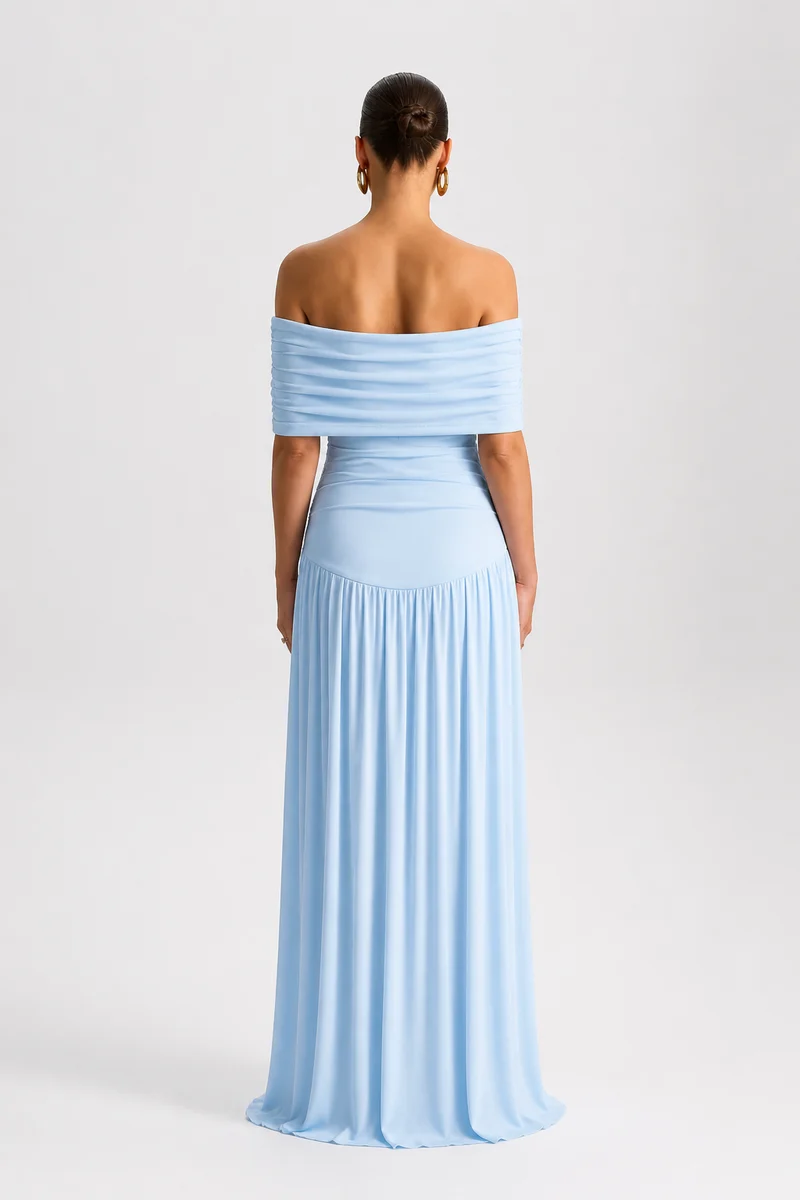 Robe maternité longue épaules dénudées grossesse