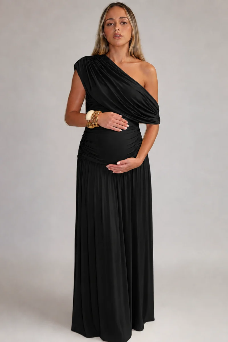 Robe maternité longue asymétrique élégante