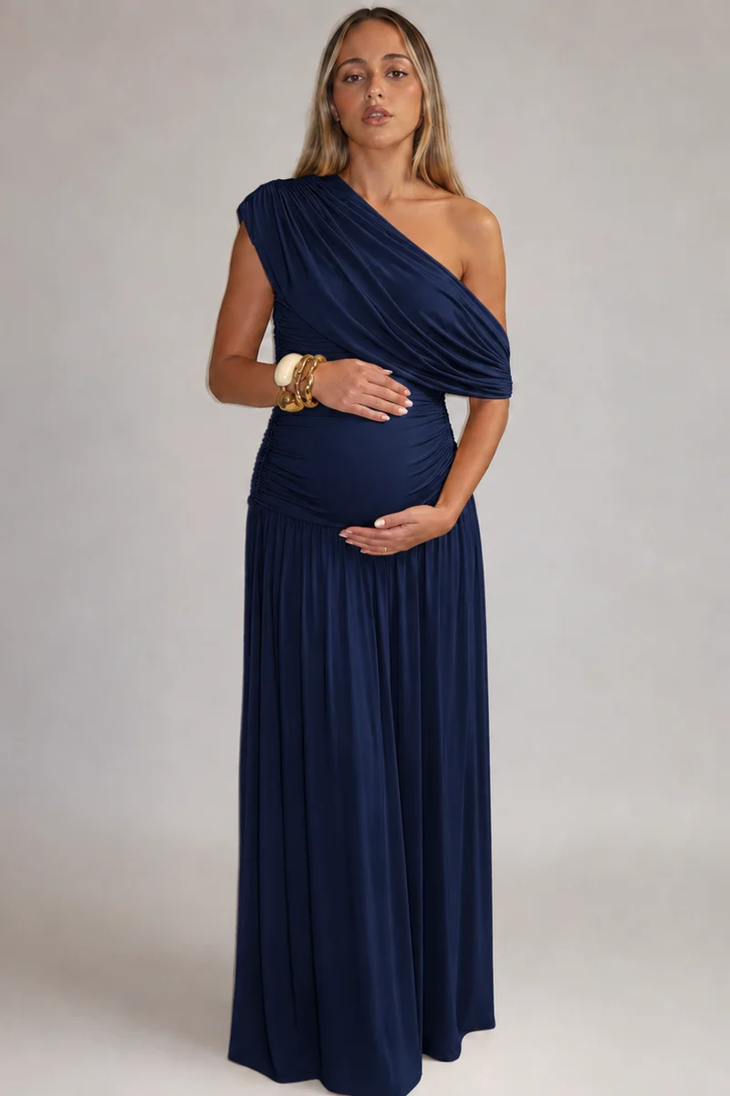 Robe maternité longue asymétrique élégante