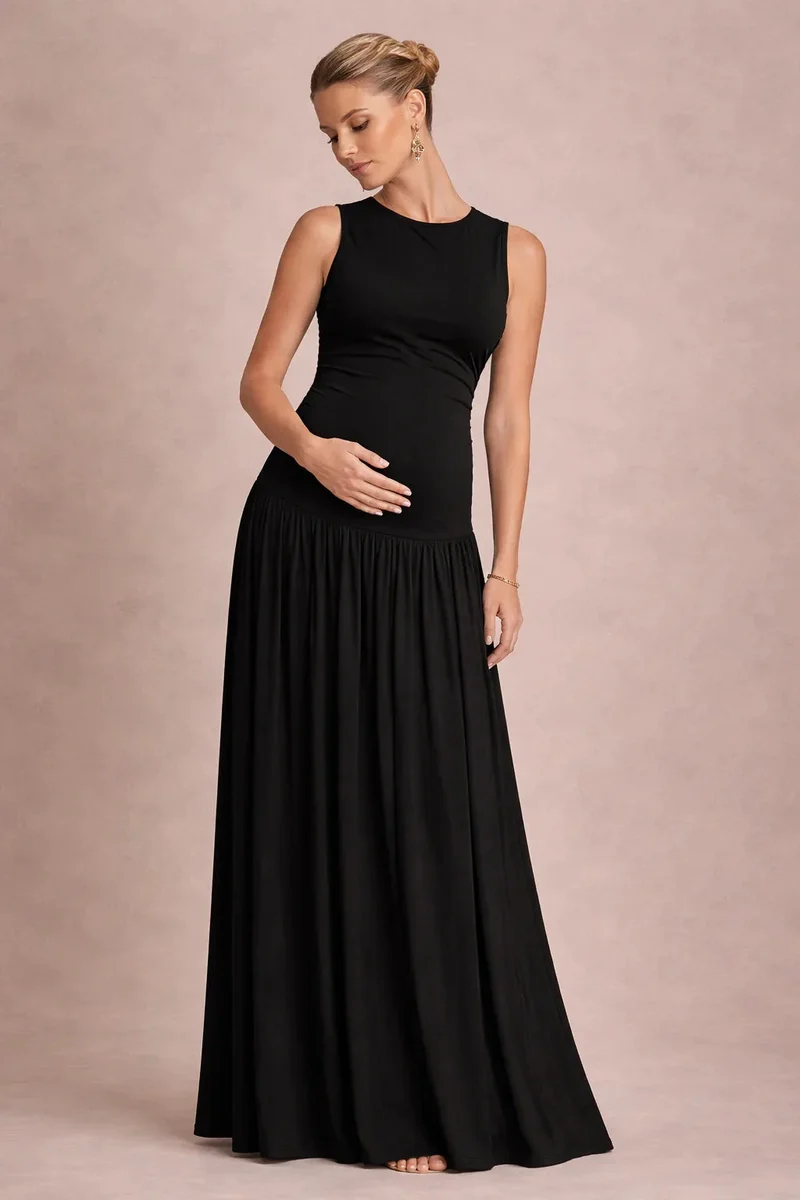 Robe maternité longue sans manches grossesse