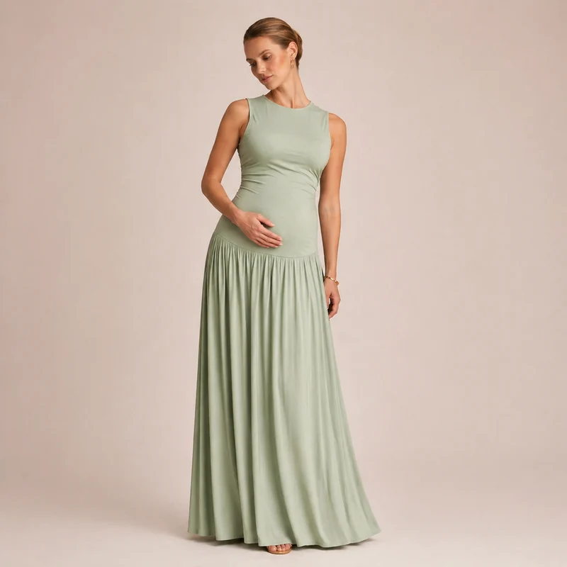 Robe maternité longue sans manches grossesse