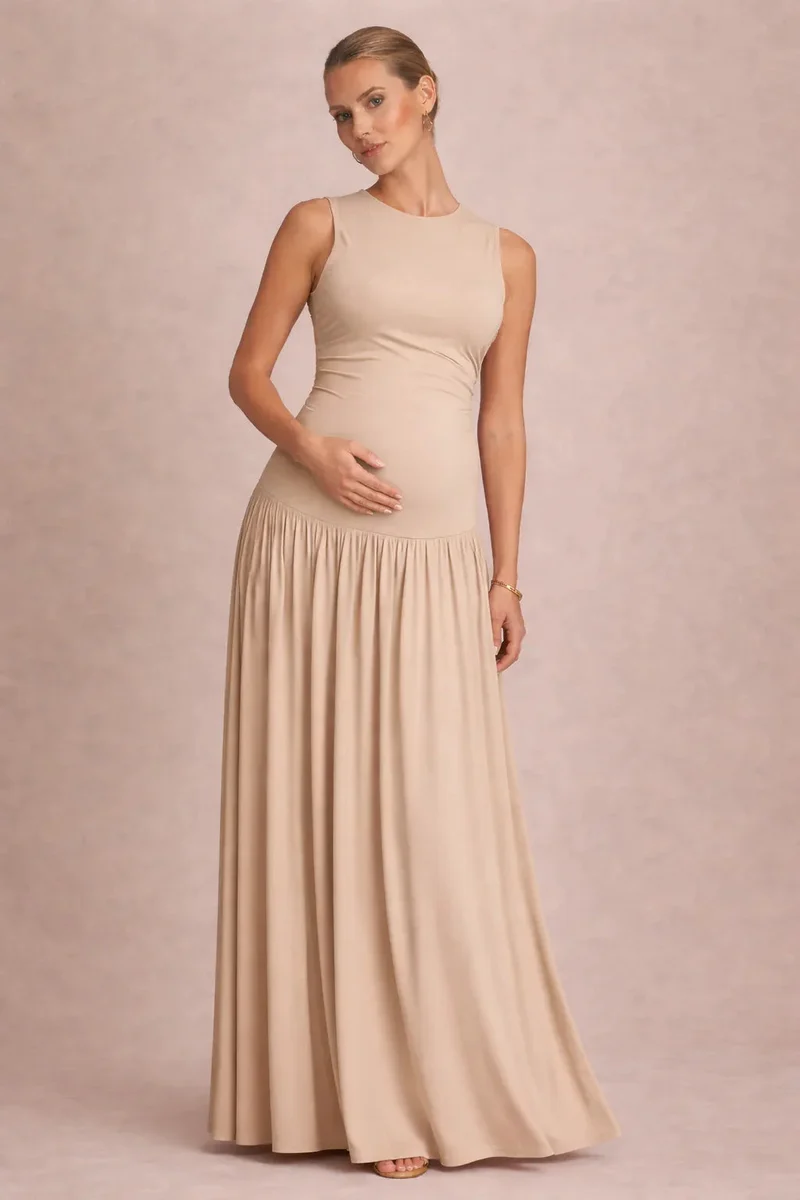 Robe maternité longue sans manches grossesse
