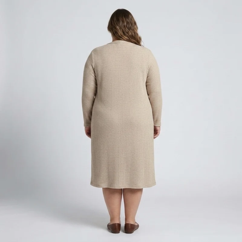 Ensemble grande taille robe sans manches et gilet long assorti en maille texturée
