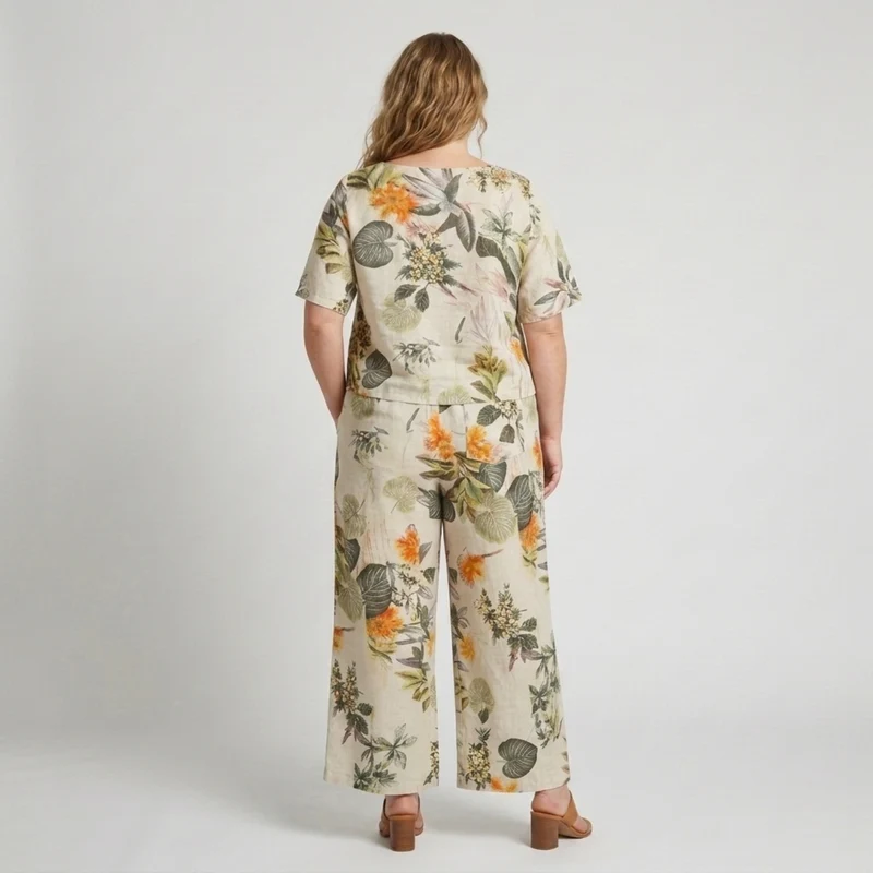 Ensemble pantalon grande taille à imprimé floral