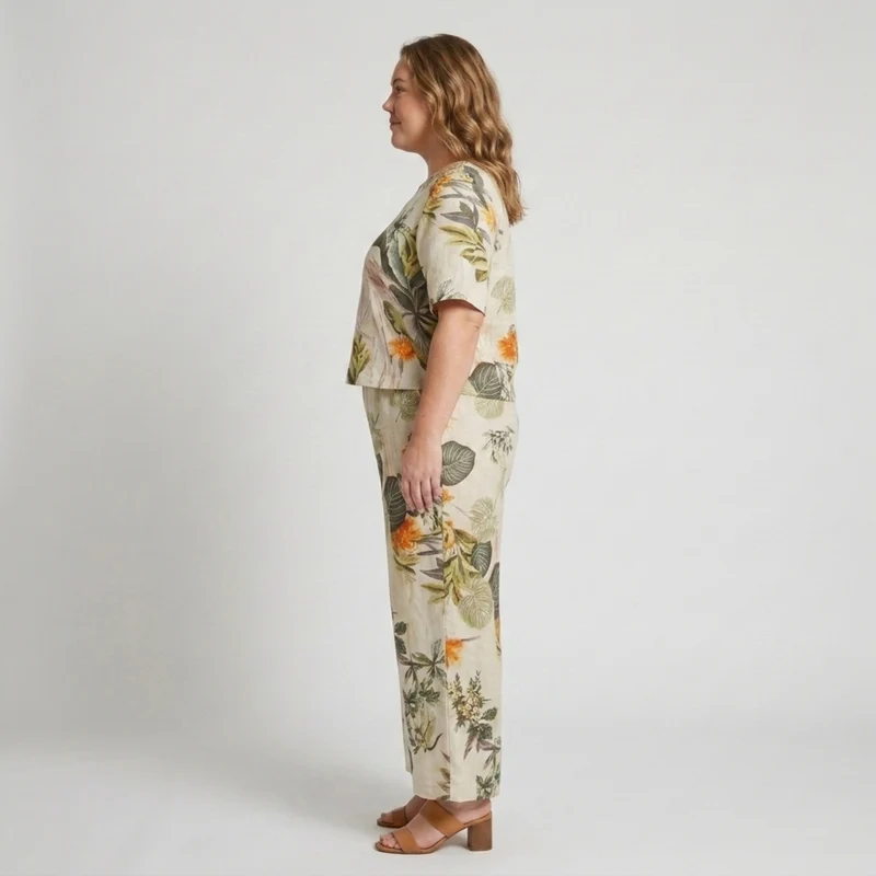 Ensemble pantalon grande taille à imprimé floral