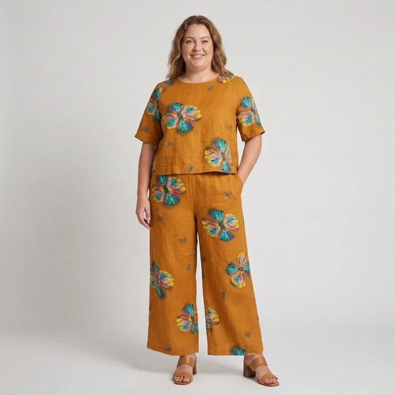Ensemble pantalon grande taille à imprimé floral