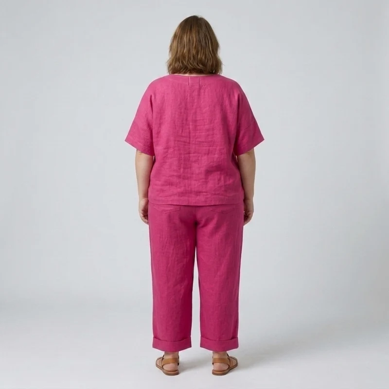 Ensemble pantalon grande taille en coton pour femme