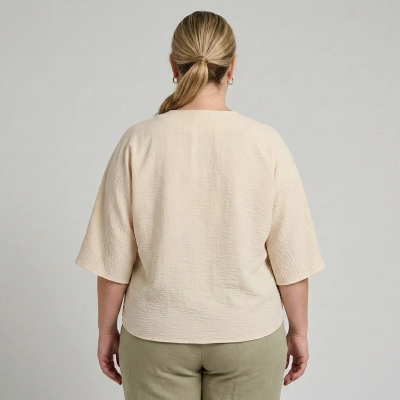 Blouse grande taille pour femme ample avec col en V et manches longues