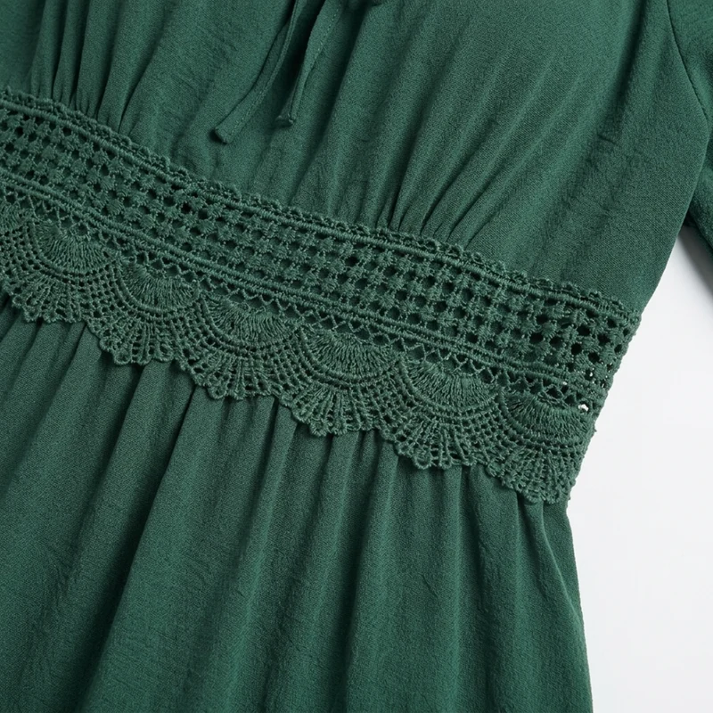 Robe longue grande taille imprimée champêtre à col carré et manches papillon