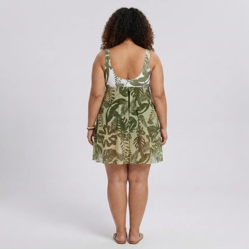 Maillot de bain une pièce grande taille pour femme avec paréo intégré imprimé fleuri