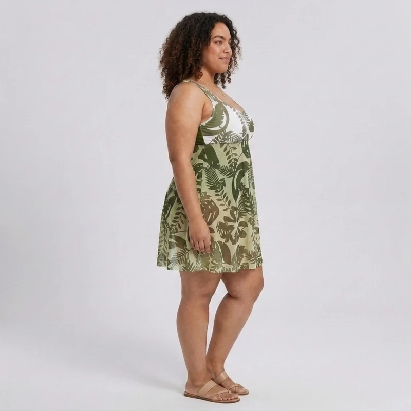 Maillot de bain une pièce grande taille pour femme avec paréo intégré imprimé fleuri