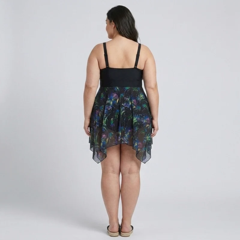 Robe maillot de bain grande taille pour femme avec jupe intégrée imprimée