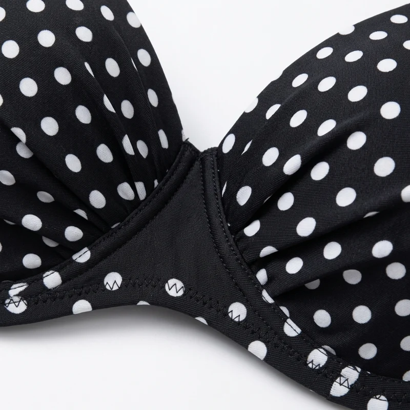 Maillot de bain deux pièces grande taille pour femme bikini taille haute à pois