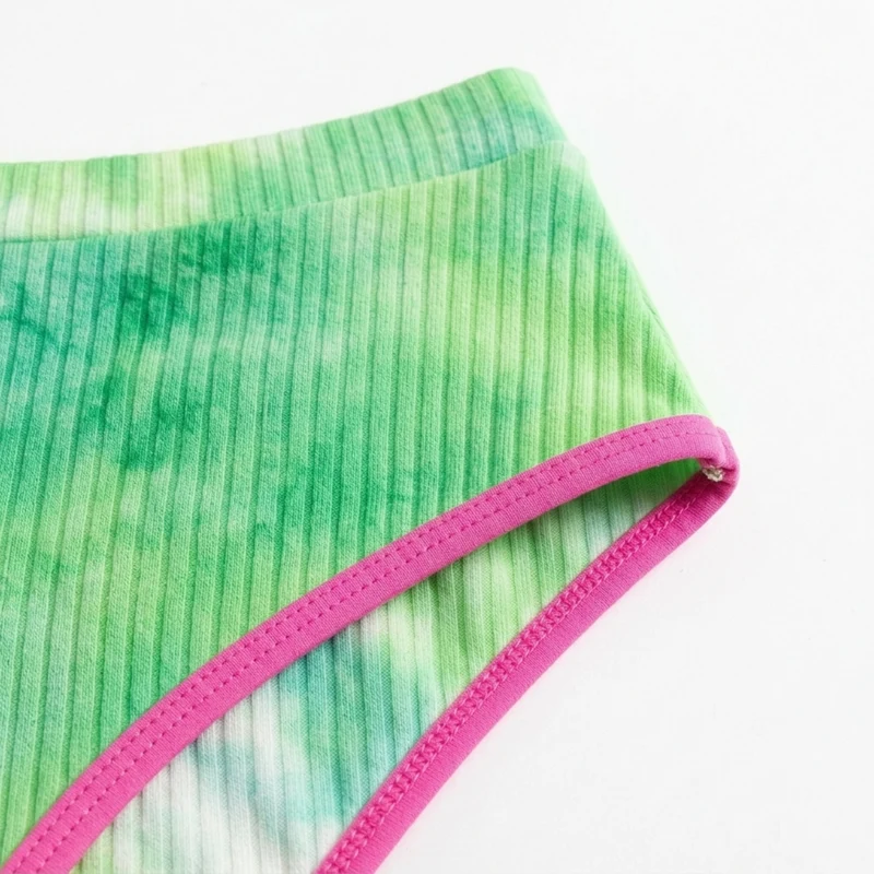 Bikini deux pièces grande taille pour femme à taille haute effet tie-dye