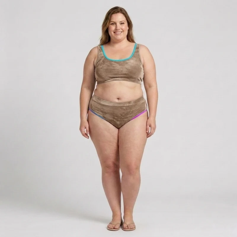 Bikini deux pièces grande taille pour femme à taille haute effet tie-dye