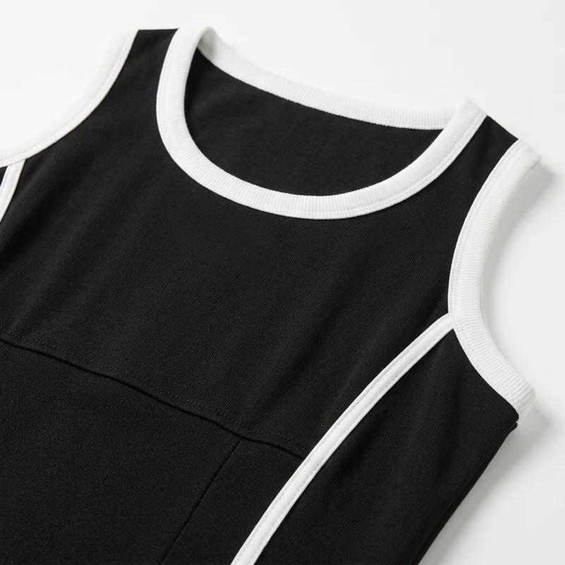 Robe longue grande taille pour femme coupe trapèze sans manches à col rond