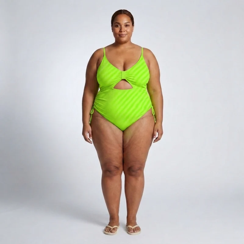 Maillot de bain une pièce grande taille pour femme avec découpe et fronces