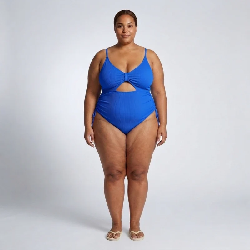 Maillot de bain une pièce grande taille pour femme avec découpe et fronces