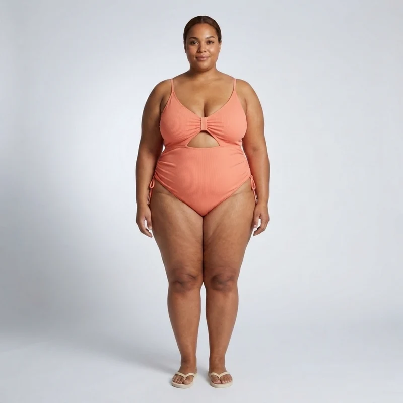 Maillot de bain une pièce grande taille pour femme avec découpe et fronces