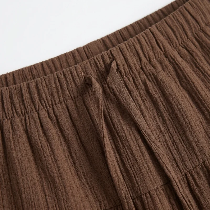Jupe longue grande taille pour femme à panneaux et cordon de serrage