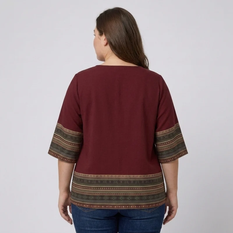 Blouse grande taille à col en V pour femme