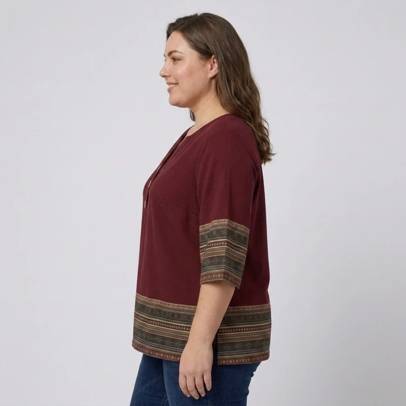 Blouse grande taille à col en V pour femme