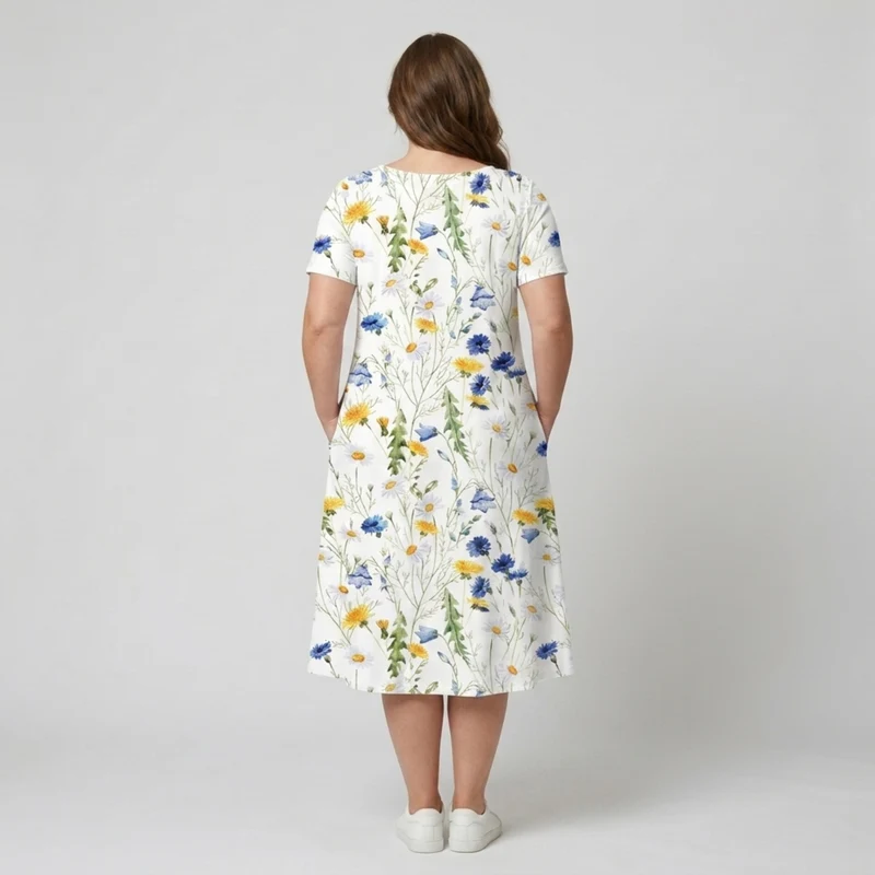 Robe mi-longue imprimée décontractée