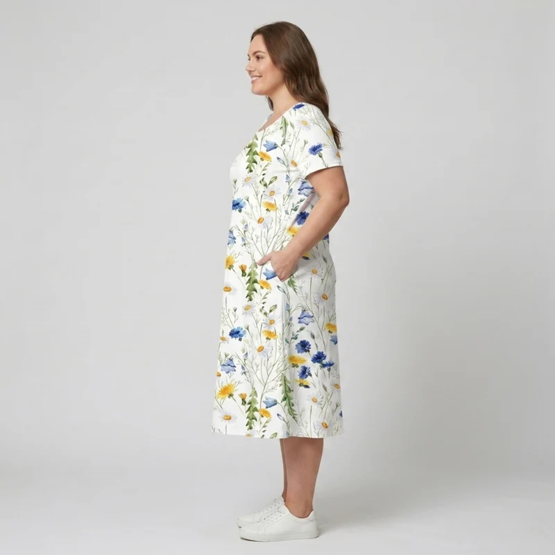 Robe mi-longue imprimée décontractée