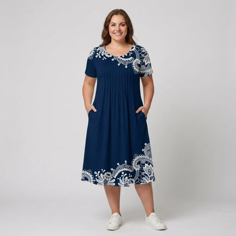 Robe mi-longue imprimée décontractée