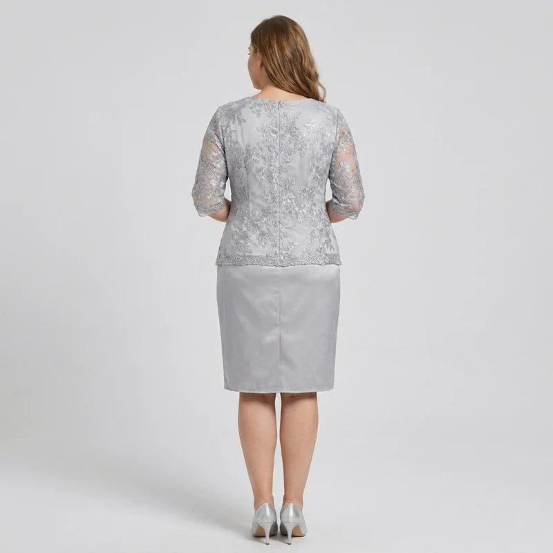 Robe midi grande taille pour femme avec broderie en dentelle