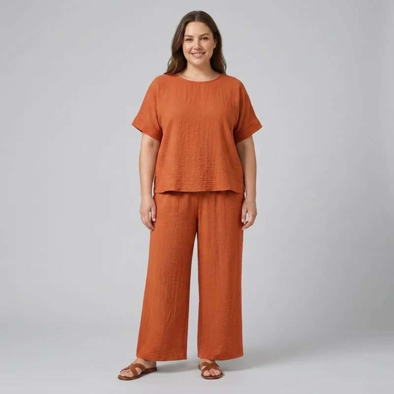 Ensemble pantalon grande taille décontracté pour femme
