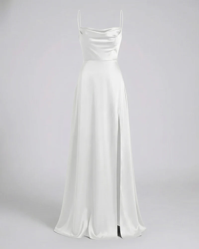 Robe de soirée en soie femme - coupe moulante fendue - grand événement