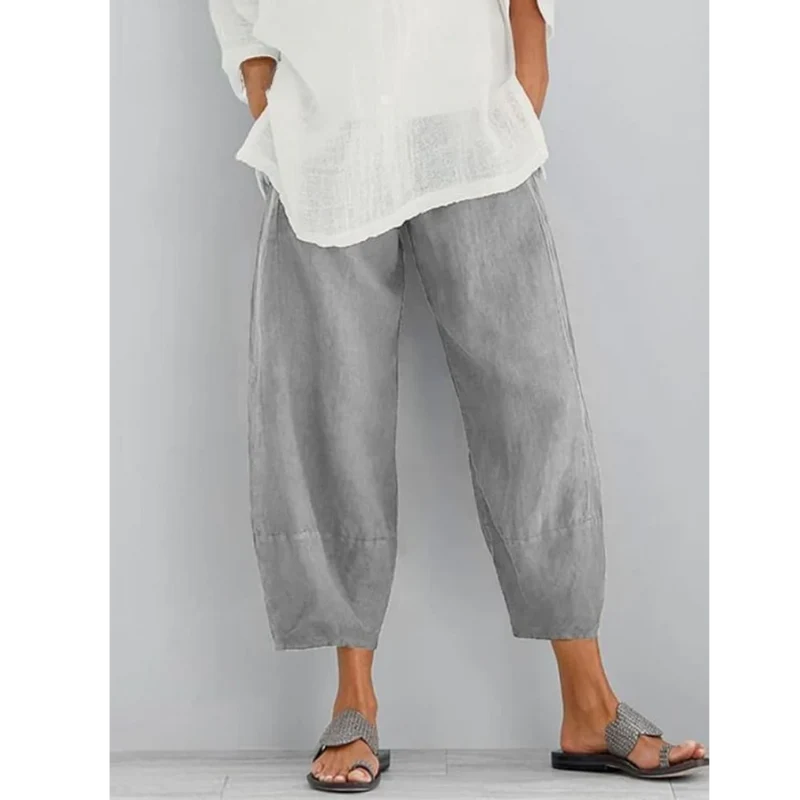 Pantalon large en lin femme - modèle décontracté à coupe droite - été