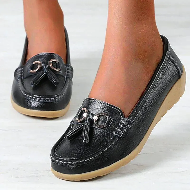 Chaussures mocassins en cuir femme - souliers de ville à boucles - loisirs