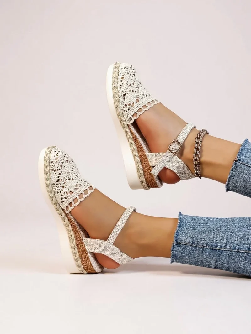 Espadrilles compensées pour femme avec lanière réglable pour le week-end