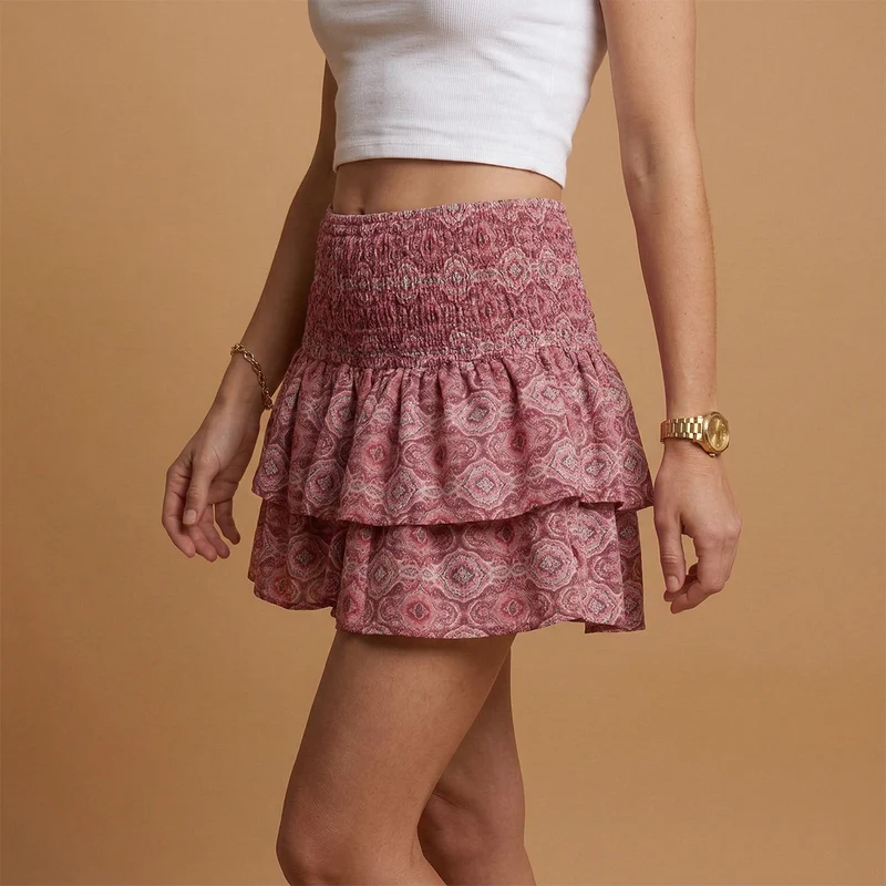 Jupe d'été pour femme - tenue trapèze de style drapé à ceinture élastiquée | vacances
