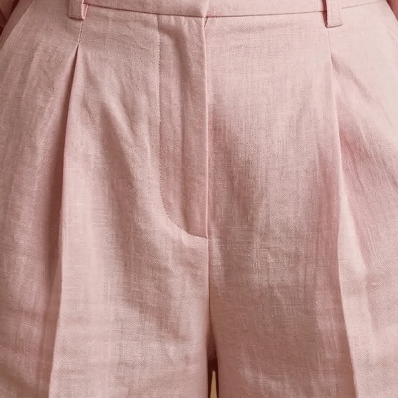 Parure chemise et pantalon court femme - ensemble plissé avec poches | vacances