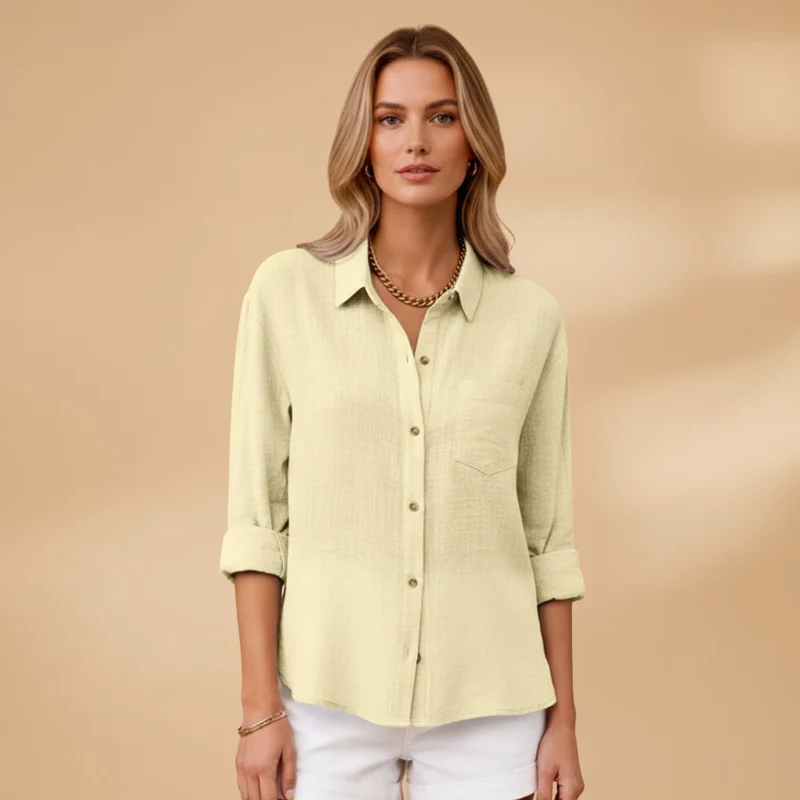 Tunique courte boutonnée femme — top ajusté uni sans poches | vacances