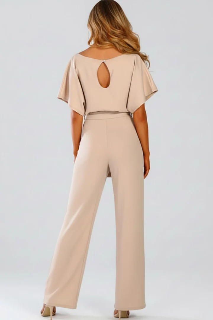 Combinaison pantalon pour femme — modèle évasé uni sans fermeture visible