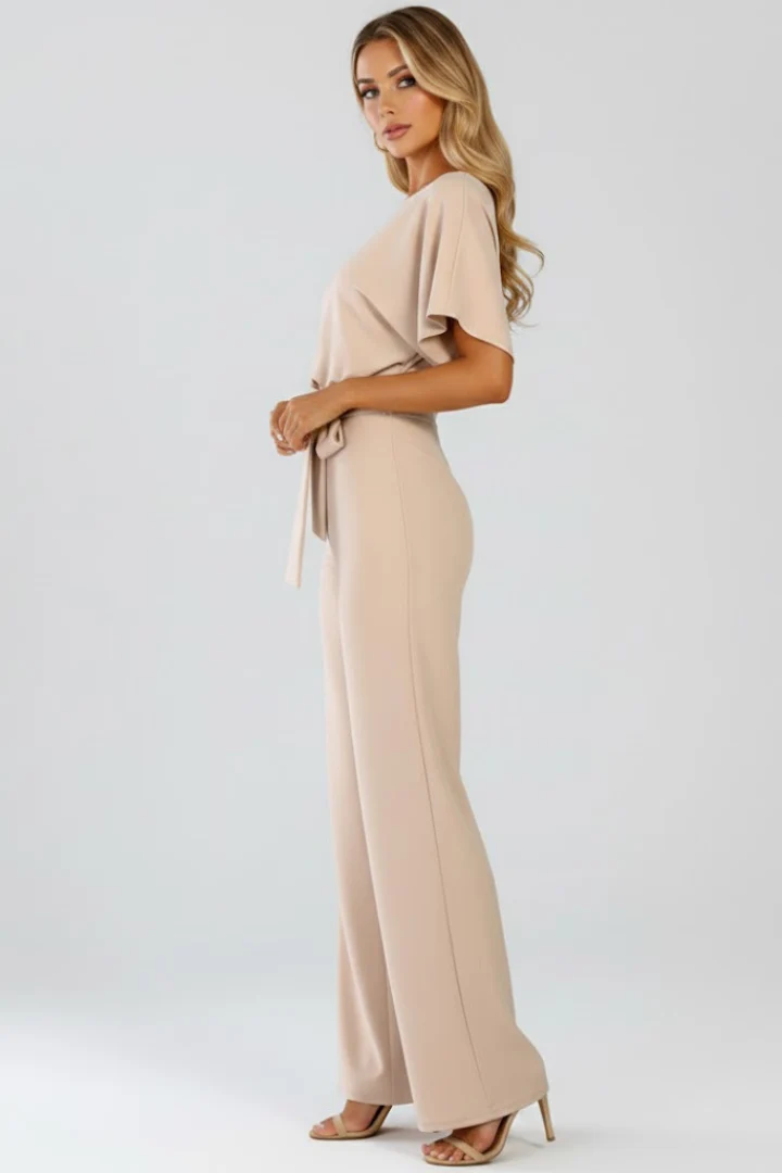 Combinaison pantalon pour femme — modèle évasé uni sans fermeture visible