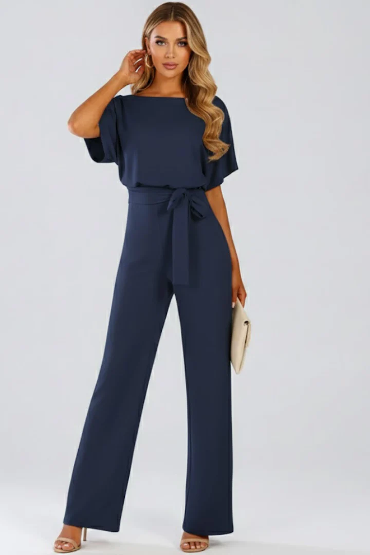 Combinaison pantalon pour femme — modèle évasé uni sans fermeture visible