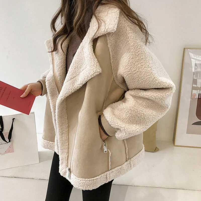 Manteau Long Oversize avec Fermeture Éclair et Poches