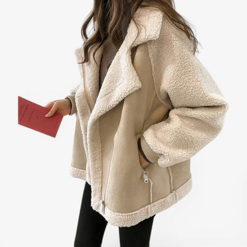 Manteau Long Oversize avec Fermeture Éclair et Poches