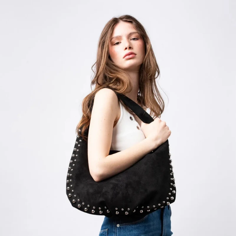 Sac à bandoulière femme avec détails rivets
