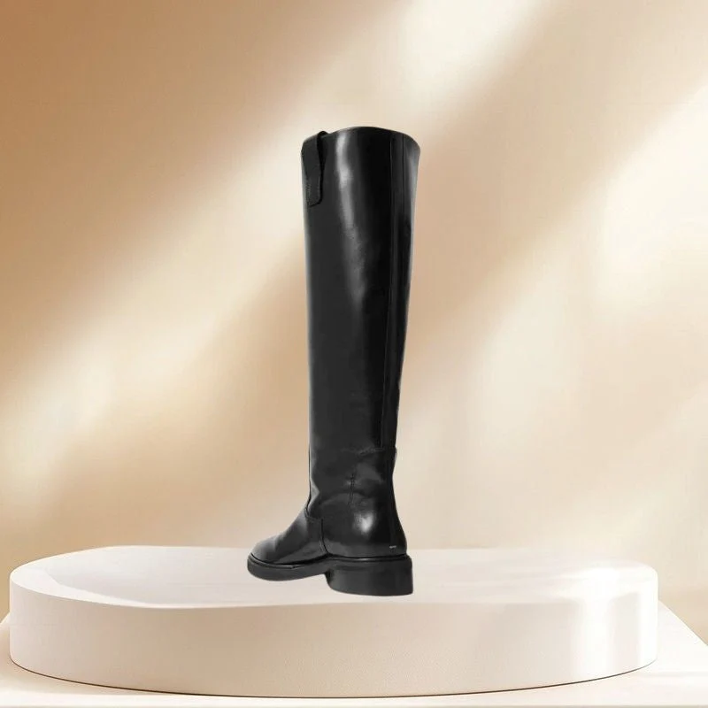 Bottes d’Équitation avec Talon Bas et Design Haut Jusqu’au Genou