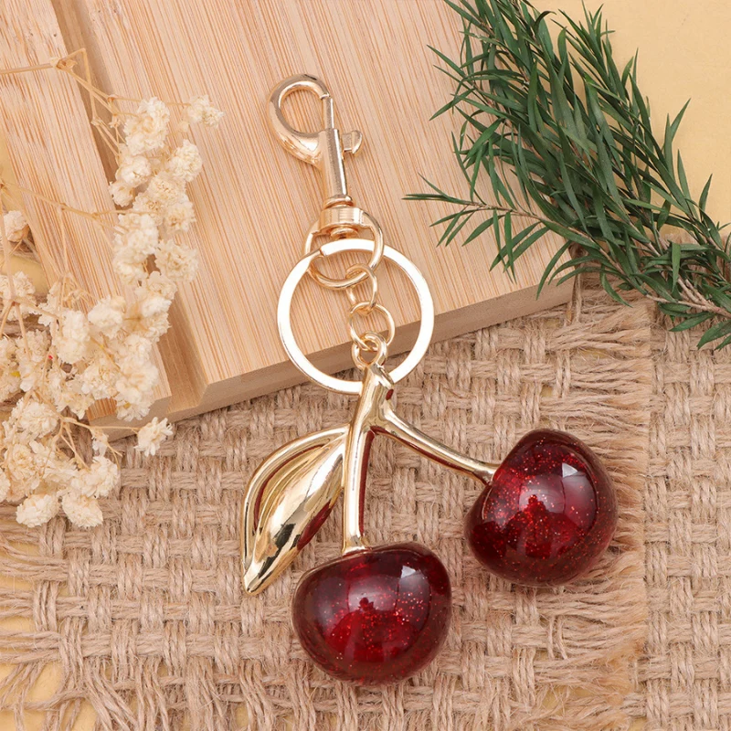 Porte-clés pendentif cerise