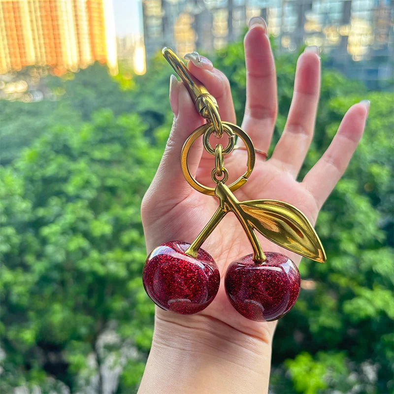 Porte-clés pendentif cerise
