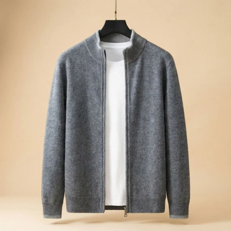 Pull zippé pour homme, coupe ajustée